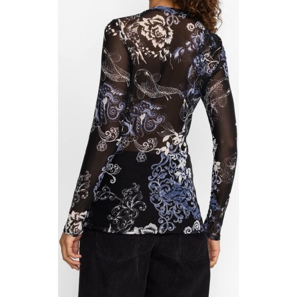Johnny Was OLIVIA LONG SLEEVE MESH TOP size xs - Picture 8 of 9